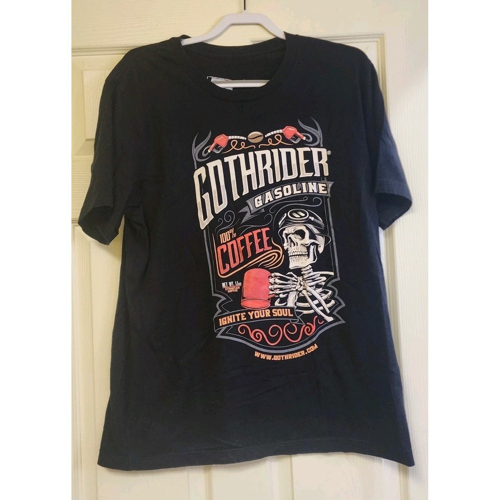 Unisex Gothrider Gasoline 100% Coffee Graphic Tee Size XL